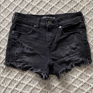 Express black distressed denim shorts size 0